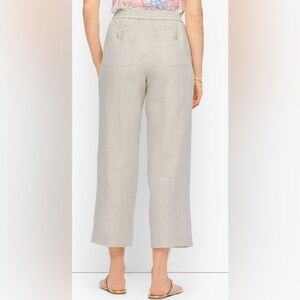 Talbots Linen blend wide leg cropped pants. Women size‎ 14P. Beige. High waist.